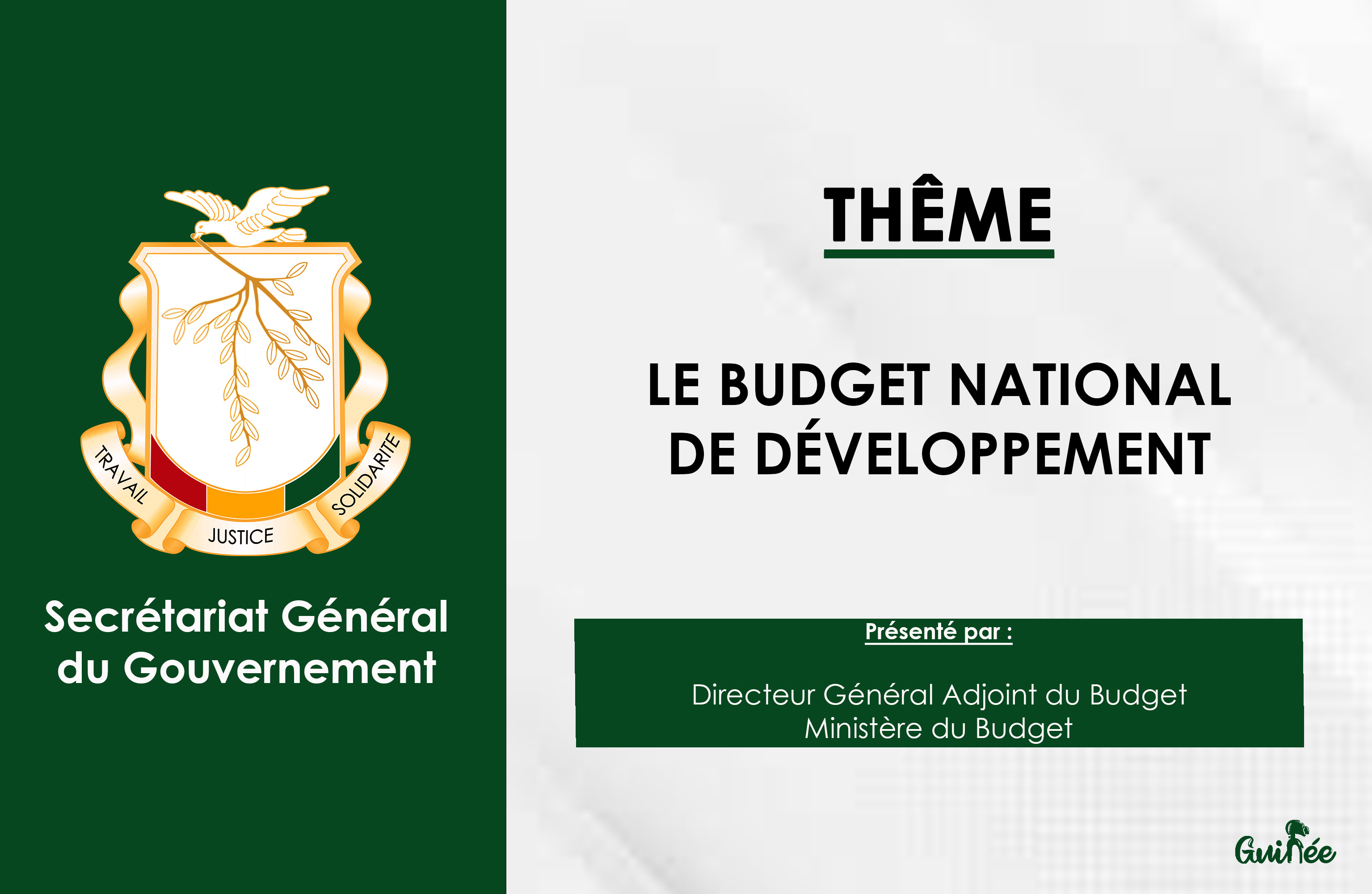 Le Budget National de Développement